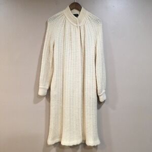 Vintage IB Diffusion Mohair Wool Blend Long Cardigan Sweater Womens M Cream 60s
